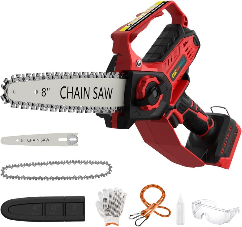DEMIMA Mini Chainsaw for Miwaukee M18 Battery, 8-Inch and 6-Inch 2-IN-1 Cordless Electric Chain saw with Brushless Motor and Auto-Oiler, 800W Hand Mini Chainsaw for Tree Pruning Wood Cutting(No Battery) - Image 1